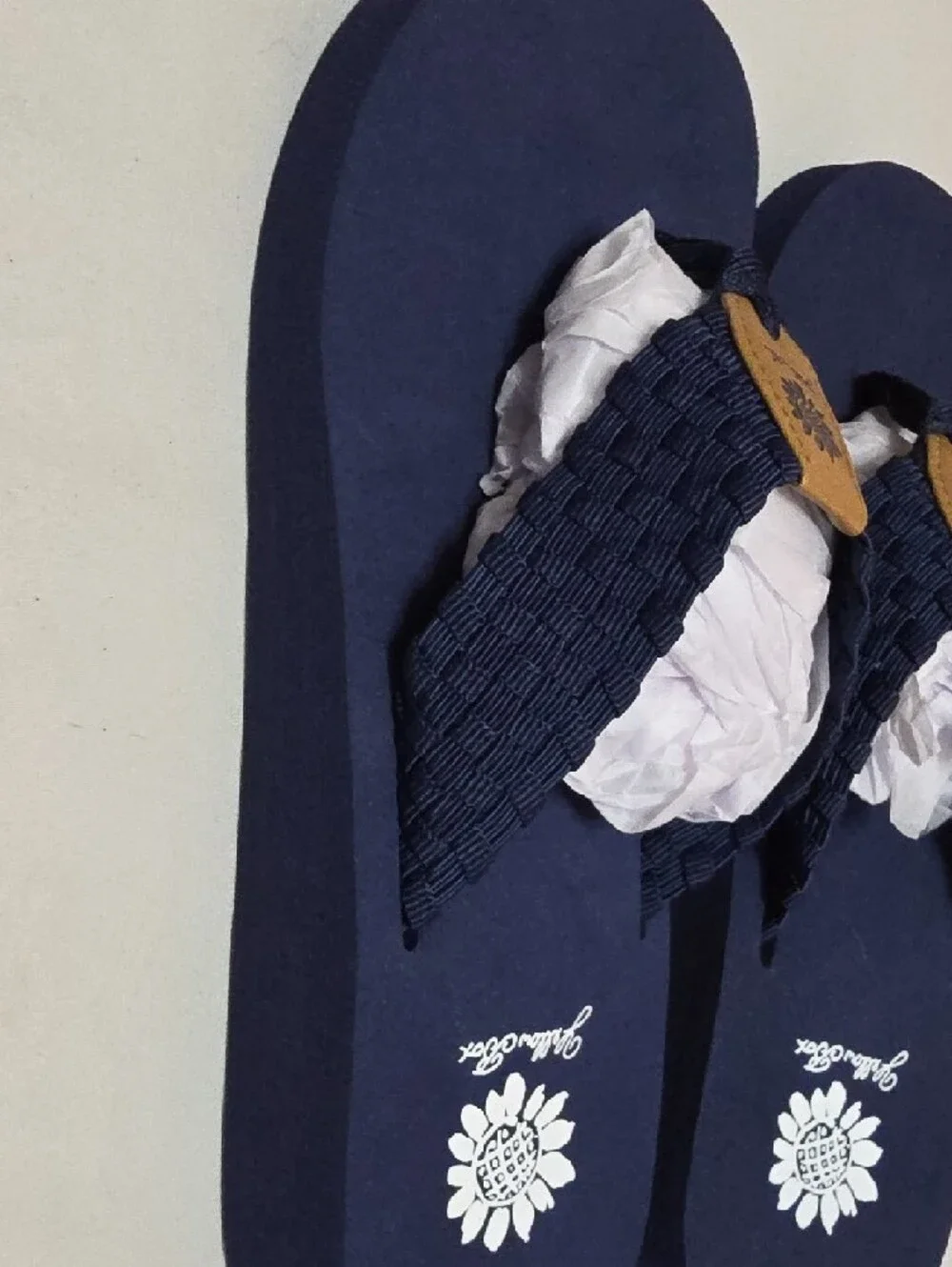 Yellow Box Navy Blue Braided Flip Flops with Tan Accent - Picture 3 of 7